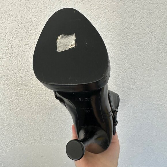 Kenzo Leather Tall Boots Black High Heel Platform Size 37 Going Out Dressy - Picture 8 of 15